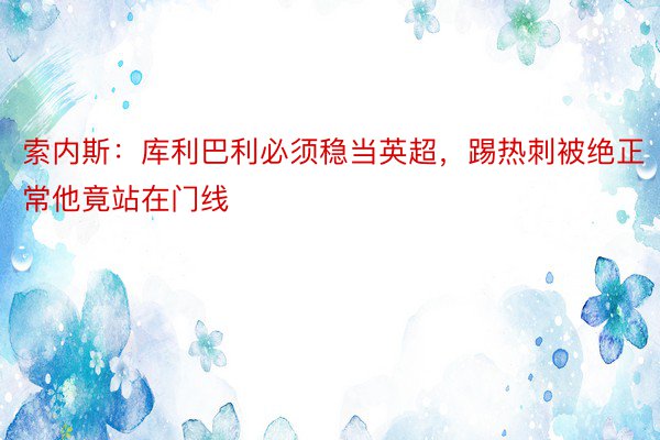 索内斯：库利巴利必须稳当英超，踢热刺被绝正常他竟站在门线