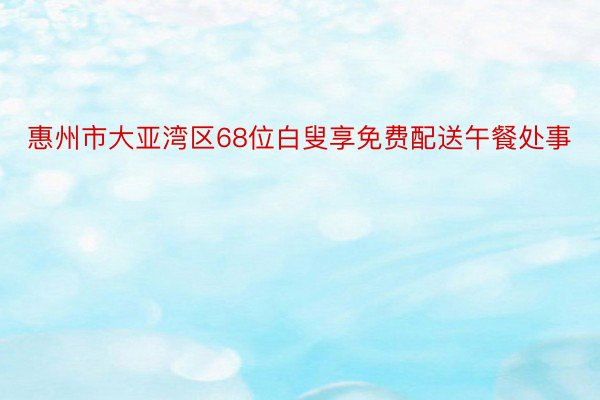 惠州市大亚湾区68位白叟享免费配送午餐处事