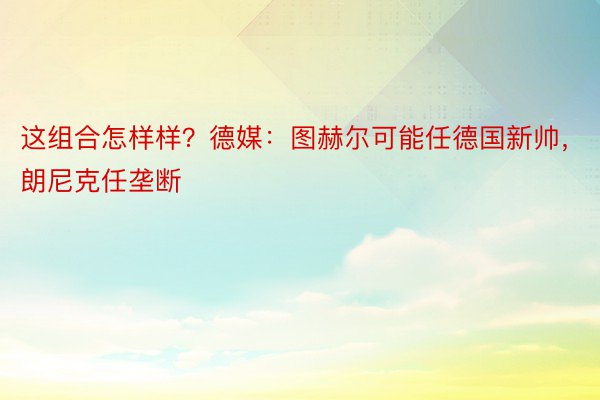 这组合怎样样？德媒：图赫尔可能任德国新帅，朗尼克任垄断